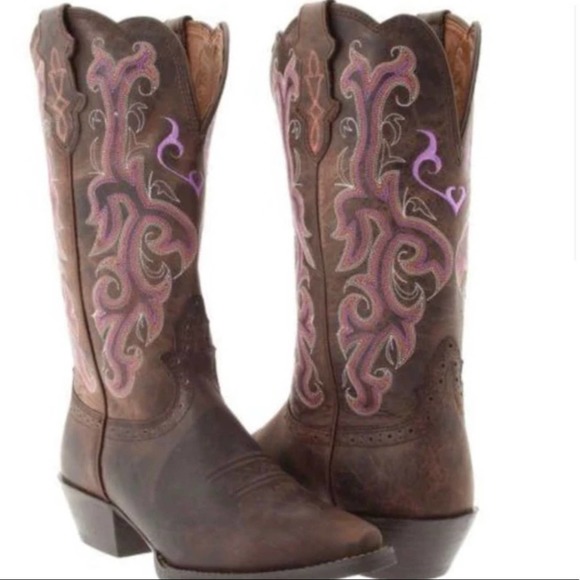 Justin Boots Shoes Justin Womens Brown Stampede Chocolate Puma Western Boots Size 95 Poshmark